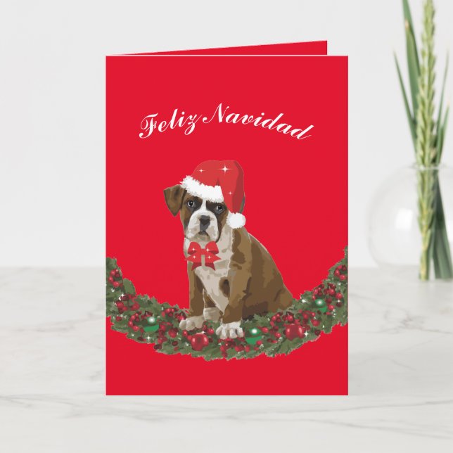 Felize Navidad lindo perro festivo Holiday Card (Front)