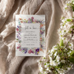 Fell In Love Bridal Shower Floral Spring Garden Invitation<br><div class="desc">Colourful & elegant calligraphy spring flower & wildflower bridal shower frame invitation featuring text "fell in love".</div>