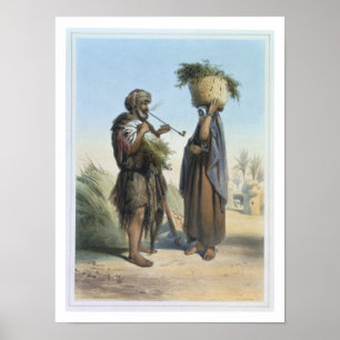 Fellah Man and Woman, illustration from 'The Valle Poster
