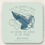 Fellowship Elven Brooch Quote Graphic Coaster<br><div class="desc">Celebrate the Fellowship with this elegant, Lord of the Rings™ Elven brooch design. Featuring a beautifully detailed leaf carried on swirling Elvish vines, the artwork symbolizes the connection between those entrusted with the protection of Middle-Earth™. The meaningful quote, “Even the smallest person can change the course of the future, ”...</div>