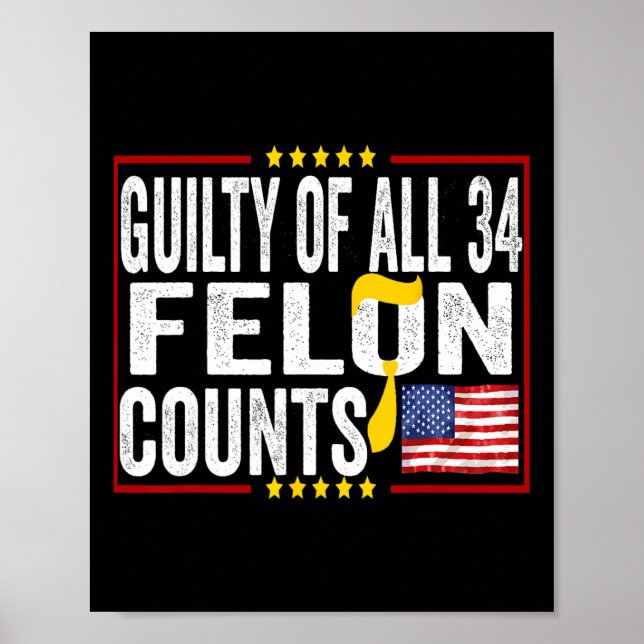 &#;  Felony Counts Anti-trump Political Statement  Poster (Front)