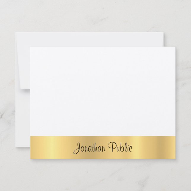 Felt Ecru Modern Elegant Gold Hand Script Template (Front)