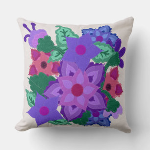 Felt Floral Motif   Faux Felt Boho Style Cushion