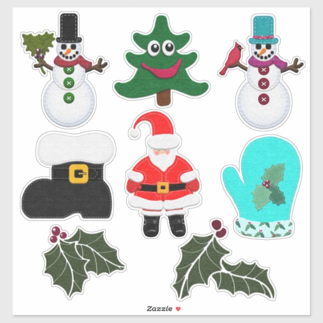 Felt Look Christmas Cuties Ornaments Style (Sheet)