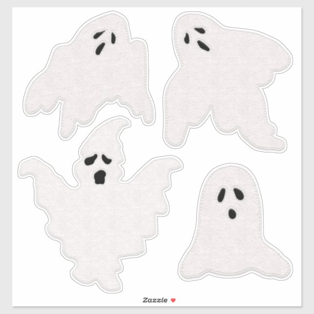 Felt Look Ghosts With Stitching Halloween (Sheet)