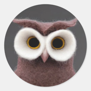 Felt Owl Classic Round Sticker