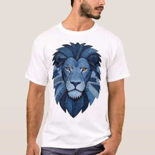 Felt Patch embroidery in Jean - Lion T-Shirt