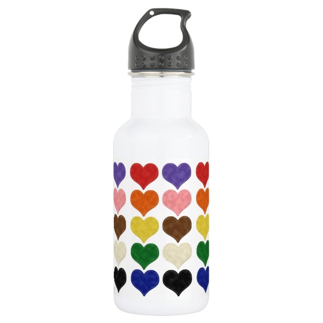 Felt patterned cute colourful hearts 532 ml water bottle (Front)