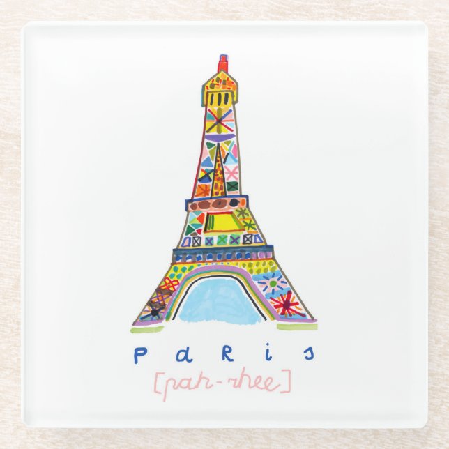 Felt Tip Drawing of Paris Glass Coaster (Front)