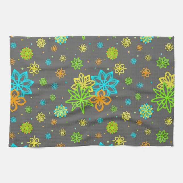 Felt Tip Flowers - Emmy Pattern Tea Towel (Horizontal)