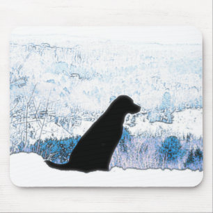 Felt with the Heart - Black Dog - Black Lab Mouse Pad