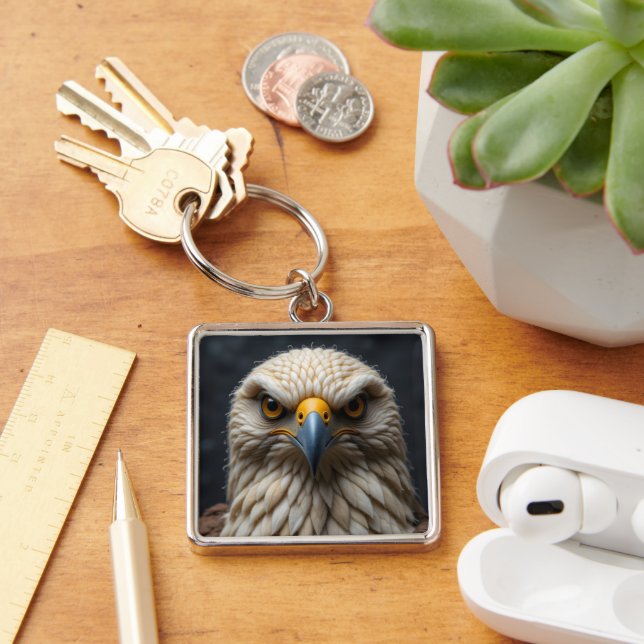 Felted Bird Portrait Key Ring (Desk)