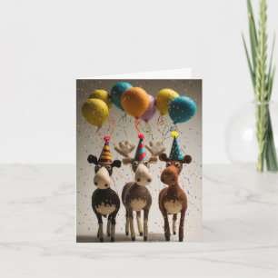 Felted Moose Party Greeting Card