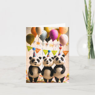 Felted Panda Party Greeting Card