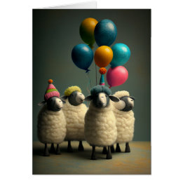 Felted Sheep Birthday Party Greeting Card
