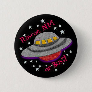 Felted UFO - Roscoe NM or Bust! 6 Cm Round Badge