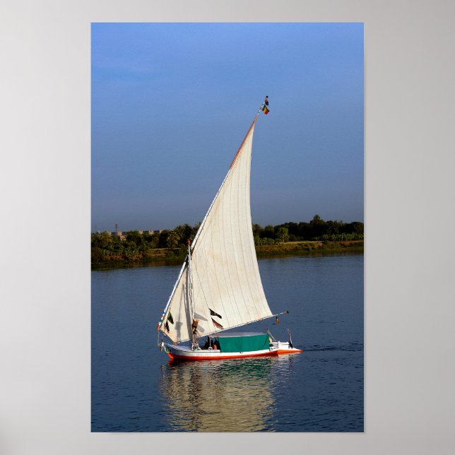 Felucca sailing along the Nile - Aswan, Egypt Poster (Front)