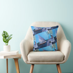 Feluccas on the Nile Painting by Alfred Fox Cushion