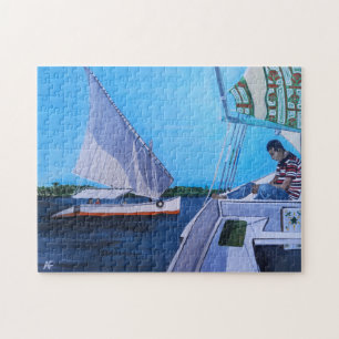 Feluccas on the Nile Painting by Alfred Fox Jigsaw Puzzle