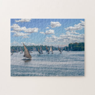 Feluccas sailing along the Nile - Aswan, Egypt Jigsaw Puzzle