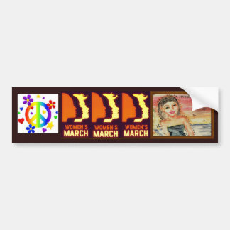 Fem bumbersticker, women's march, plus - bumper sticker