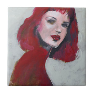 Fem Portrait - Red Ceramic Tile