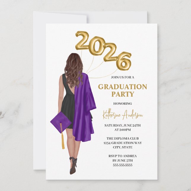 Female 2026 Graduation Party Invitation (Front)