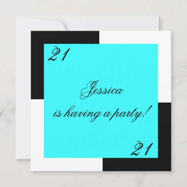 Female 21st Birthday Party Simple Blue Invitation (Front)