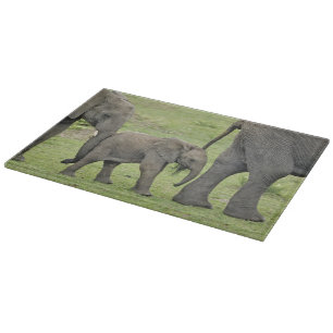 Female African Elephant with Baby Cutting Board