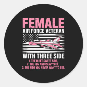 Female air force american patriotic fighter pilot classic round sticker