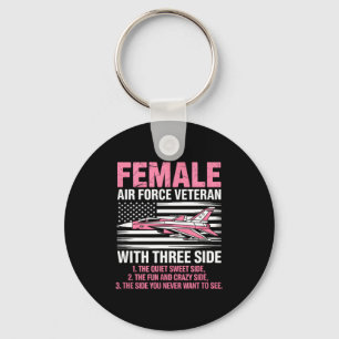 Female air force american patriotic fighter pilot key ring