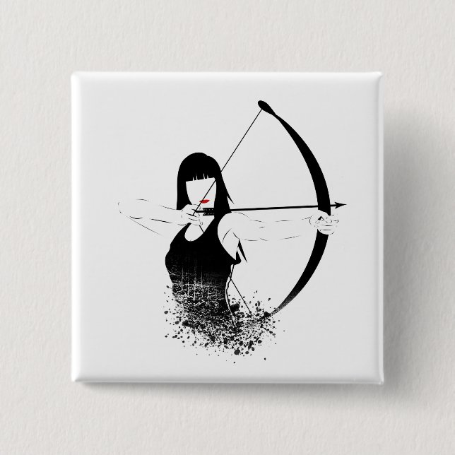 Female Archer 15 Cm Square Badge (Front)