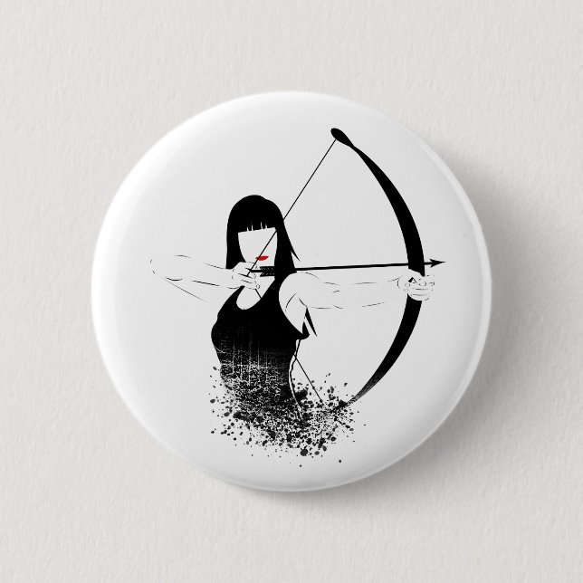 Female Archer 6 Cm Round Badge (Front)