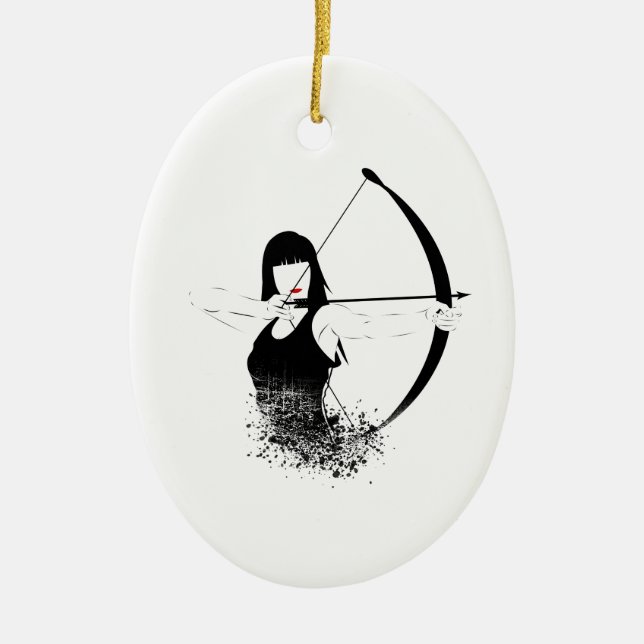Female Archer Ceramic Ornament (Front)