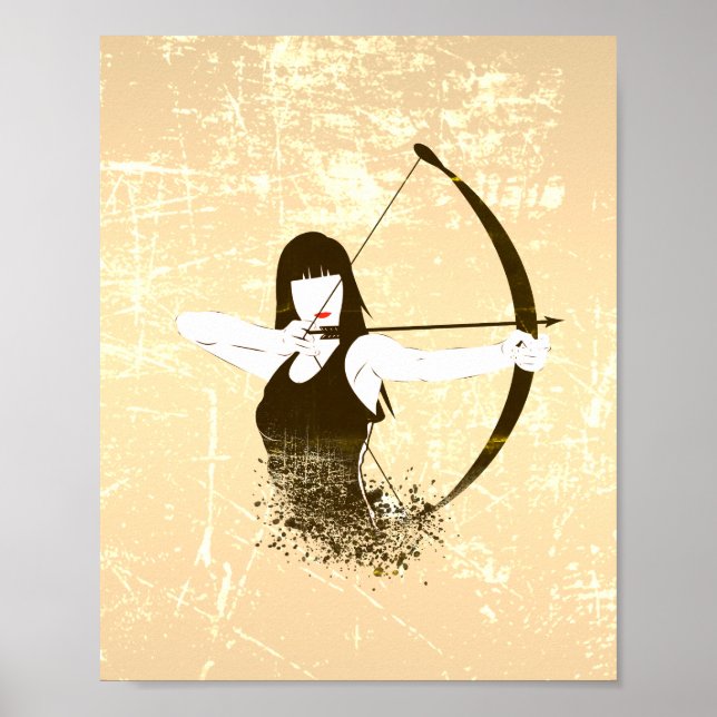 Female Archer Distressed Look Poster (Front)