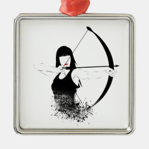 Female Archer Metal Ornament