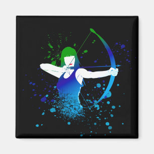 Female Archer Paint Splash Magnet