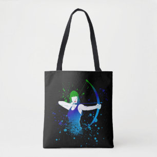 Female Archer Paint Splash Tote Bag