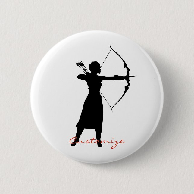 Female Archer Silhouette Thunder_Cove 6 Cm Round Badge (Front)