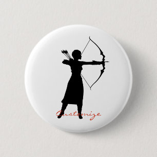 Female Archer Silhouette Thunder_Cove 6 Cm Round Badge