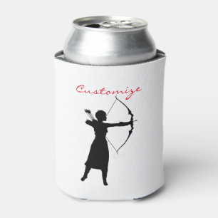 Female Archer Silhouette Thunder_Cove Can Cooler