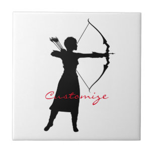 Female Archer Silhouette Thunder_Cove Ceramic Tile