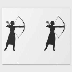 Female Archer Silhouette Thunder_Cove Wrapping Paper