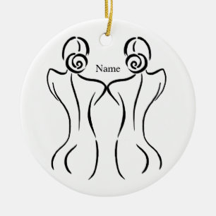 Female Art Illustration Thunder_Cove Ceramic Ornament