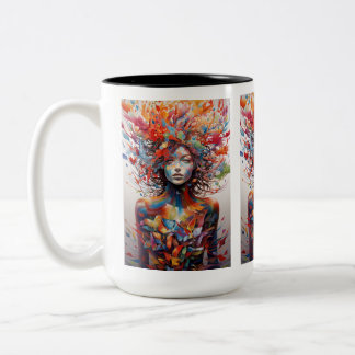 Female Artistic Mug! "Telekinetics" 15oz Coffee Two-Tone Coffee Mug