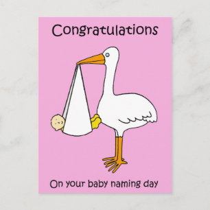 Female  Baby Naming Day Congratulations Postcard