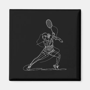 Female Badminton Player Drawing Shuttle Game For G Magnet