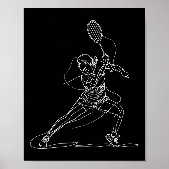 Female Badminton Player Drawing Shuttle Game For G Poster (Front)