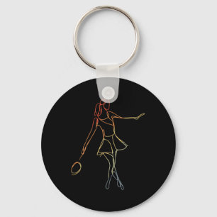 Female Badminton Player Sketch Shuttle Game For Gi Key Ring