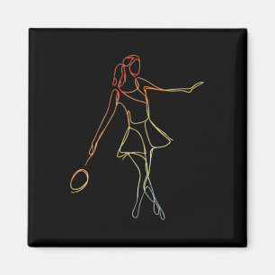 Female Badminton Player Sketch Shuttle Game For Gi Magnet